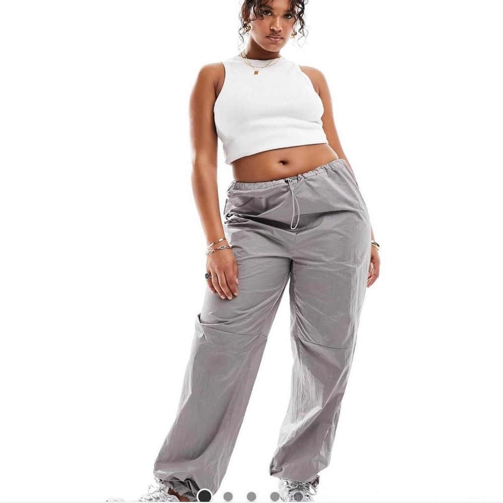 Daisy Street Grey Parachute Pants • Elastic Waist • Streetwear Style